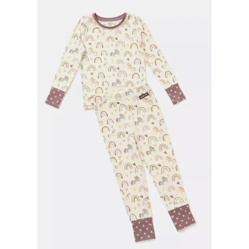 Matilda Jane Girls Sutton Unicorn Pjs Pajamas size 2 Rainbows Super Soft New